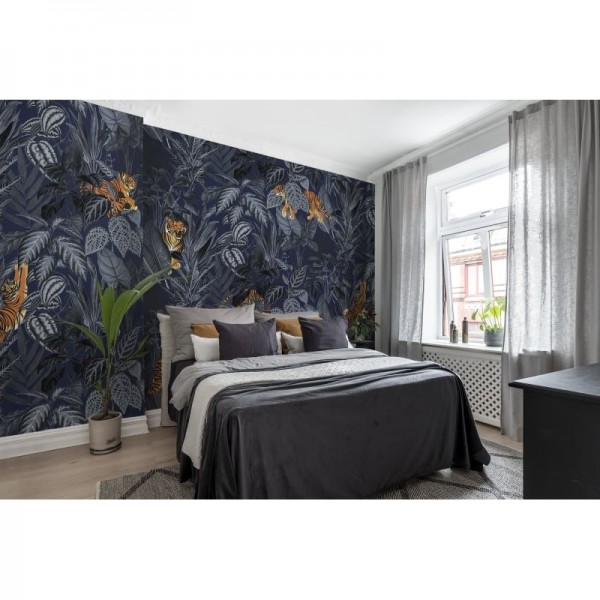 Papel Pintado R16813 Mischievous Tigers, Moonlight - REBEL WALLS