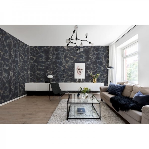 Papel Pintado R12571 Flow, Dark Blue - REBEL WALLS