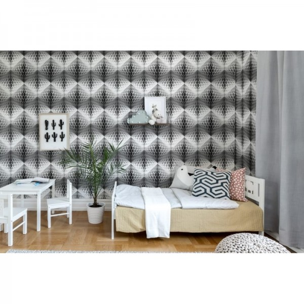Papel Pintado R13392 Pom Pom, Black - REBEL WALLS
