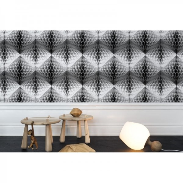 Papel Pintado R13392 Pom Pom, Black - REBEL WALLS