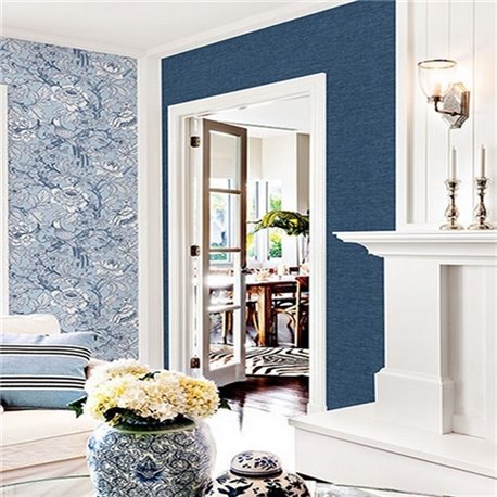 Tiverton Dark Indigo Faux Grasscloth ECB81712
