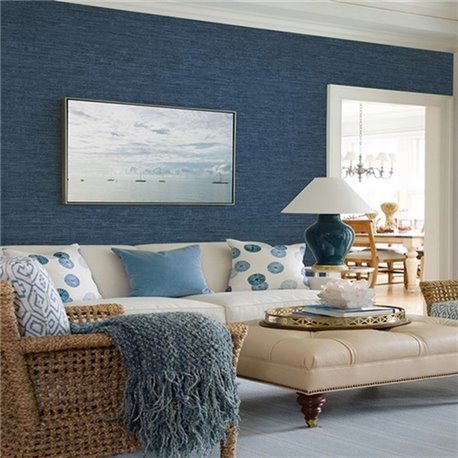 Tiverton Dark Indigo Faux Grasscloth ECB81712