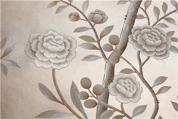 Salon Vert Colourway SC-113 on Pewter gilded silk with embroidery
