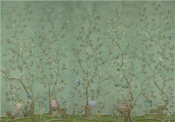 Jardinières & Citrus Trees Full custom on Edo Turquoise painted Xuan paper