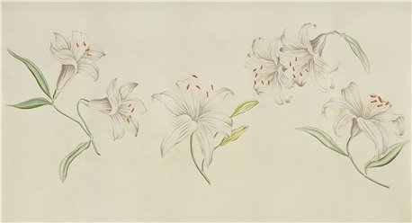 Lilium Lilium Full custon on Ivory dyed silk