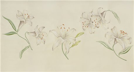 Lilium Lilium Full custon on Ivory dyed silk