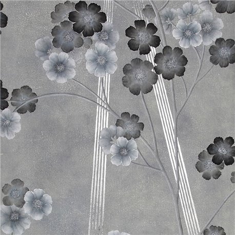 Anemones in Light Dusk on custom grey painted Xuan paper