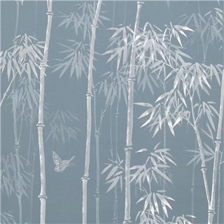 Distant Bamboo Full custom monochromatic on Azurre Cobalt painted Xuan paper