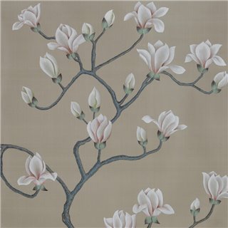 Magnolia Standard on Lead Grey dyed silk