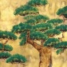 Pine Trees Original on Old Gold gilded paper with pearlescent antiquing