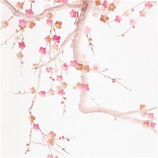 Plum Blossom Bleached on Bleached White dyed silk