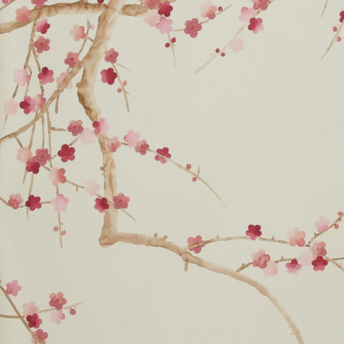 Plum Blossom Blossom on Satin Grey dyed silk