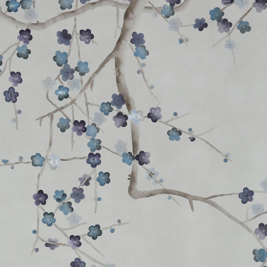 Plum Blossom Colourway C-81 on Oyster Shell metallic silk