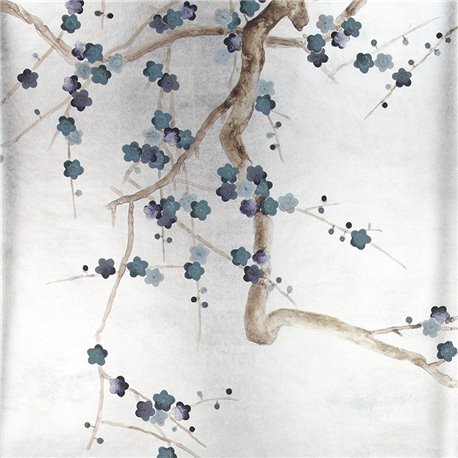 Plum Blossom Colourway SC-81 on Tarnished Silver gilded paper with désargenter pearlescent antiquing