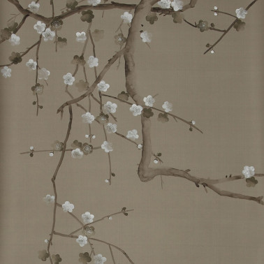 Plum Blossom Part custom on custom grey painted silk