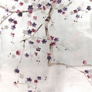 Plum Blossom Part custom on Tarnished ilver gilded paper with pearlescent antiquing