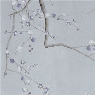 Plum Blossom Special Colourway on Crackled silver metallic silk