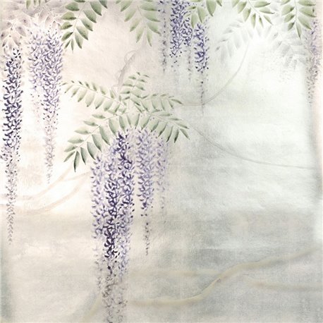 Wissteria Lavender on White Metal gilded paper with pearlescent antiquing