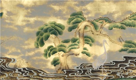 Bamboo River Blossom Original on Deep Rich Gold gilded paper