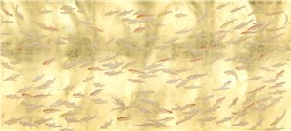 Fishes Koi on Deep Rich Gold gilded paper