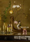 Japanese Garden Original on Deep Rich gold gilded paper with broze pearlescent antiquing