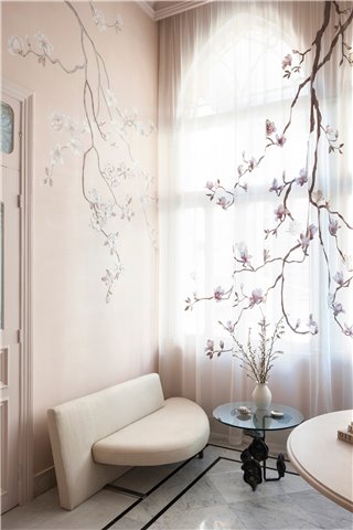 Magnolia Canopy Original on Rose Water metallic slub silk