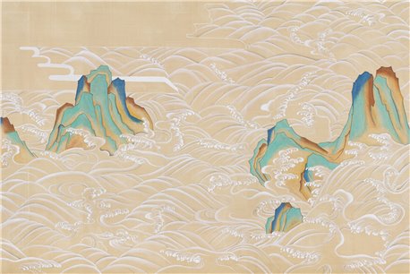 Matsushima Waves Kano on Edo Straw India tea paper