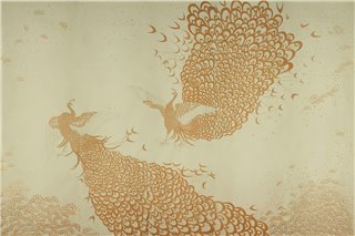 Whistler Peacoks Golden Raw Silk Dyed silk