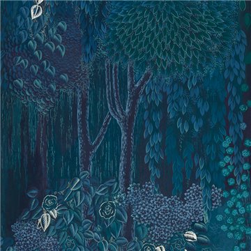 Hippolyta´s Forest Original on Empire Blue dyed silk