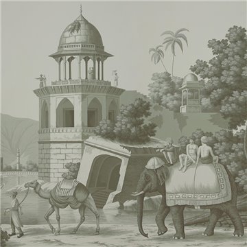 Early Views of India Crystal Grey on scenic paper