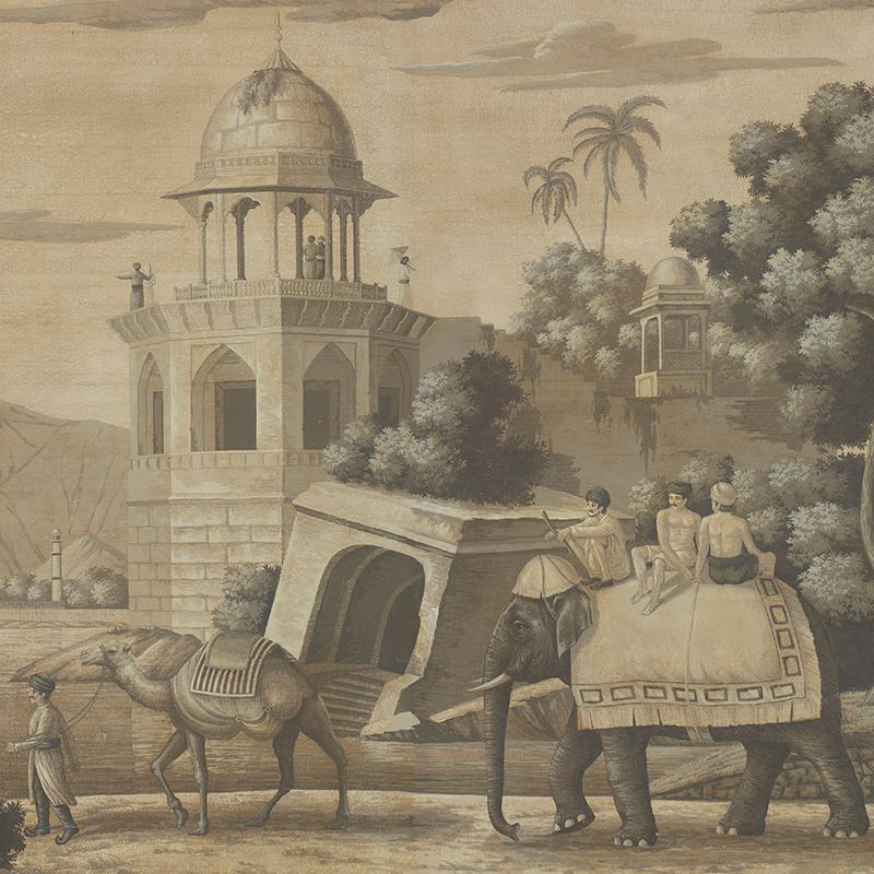 Early Views of India Eau Forte on antique scenic Xuan paper