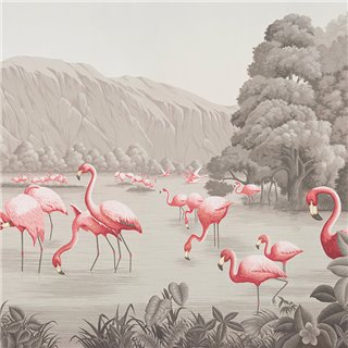 Flamingos Flamingo on Eau Forte scenic paper