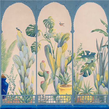 Jardin Marrakech Majorelle on painted Xuan paper