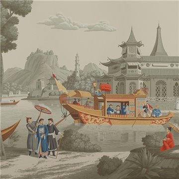 Procession Chinoise Byzantine on Crystal Grey scenic paper