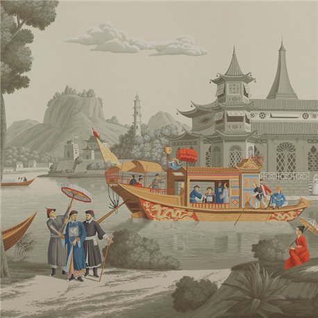 Procession Chinoise Byzantine on Crystal Grey scenic paper