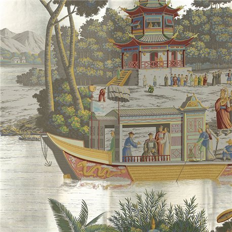 Procession Chinoise Full custom on White Metal gilded paper