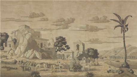 Early Views of India Eau Forte on antique scenic Xuan paper