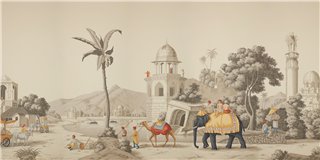 Early Views of India Paille on Terre Foncée scenic paper