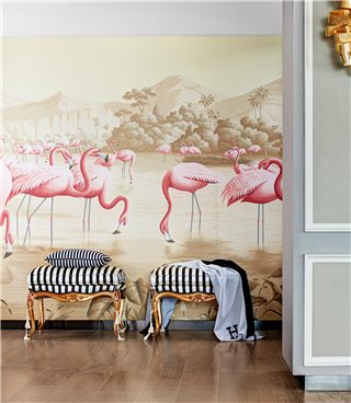 Flamingos Flamingo on Sepia scenic paper