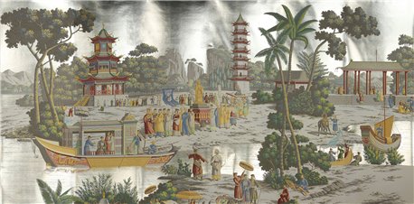 Procession Chinoise Full custom on White Metal gilded paper