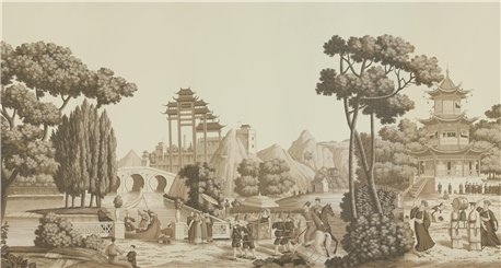 Procession Chinoise Sepia on scenic paper