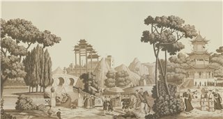 Procession Chinoise Sepia on scenic paper