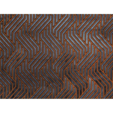 MODERNIST JACQUARD VELVET 03 TERRACOTTA BLUE