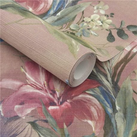Lilliana Blush Pink Luxury Floral Grasscloth 2109-154-01