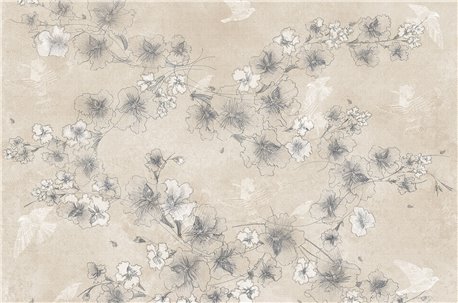 56417-BIRDFLOWER-BEIGE-DECO