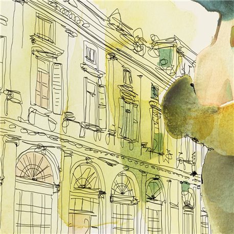 WATERCOLOR AND PALAZZO SERBELLONI, WOMAN IN STYLE AS-17