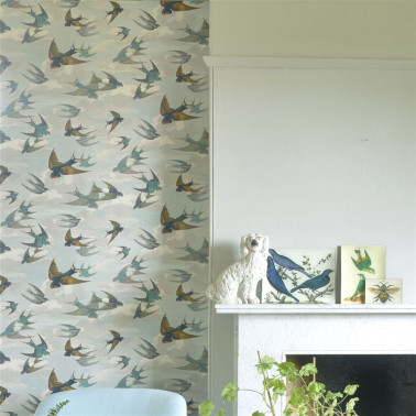 Chimney Swallows Sky Blue...
