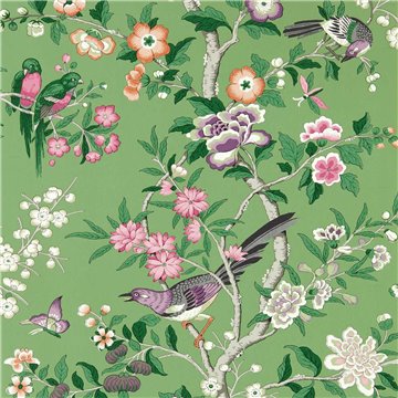 Chinoiserie Hall Chinese Green Lotus Pink DWAW217110
