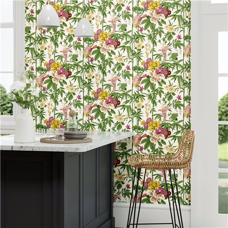 Bamboo and Birds Scallion Green DWAW217130