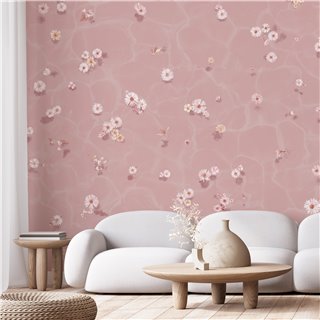 Floral Bath Mural Wallpaper - Blush